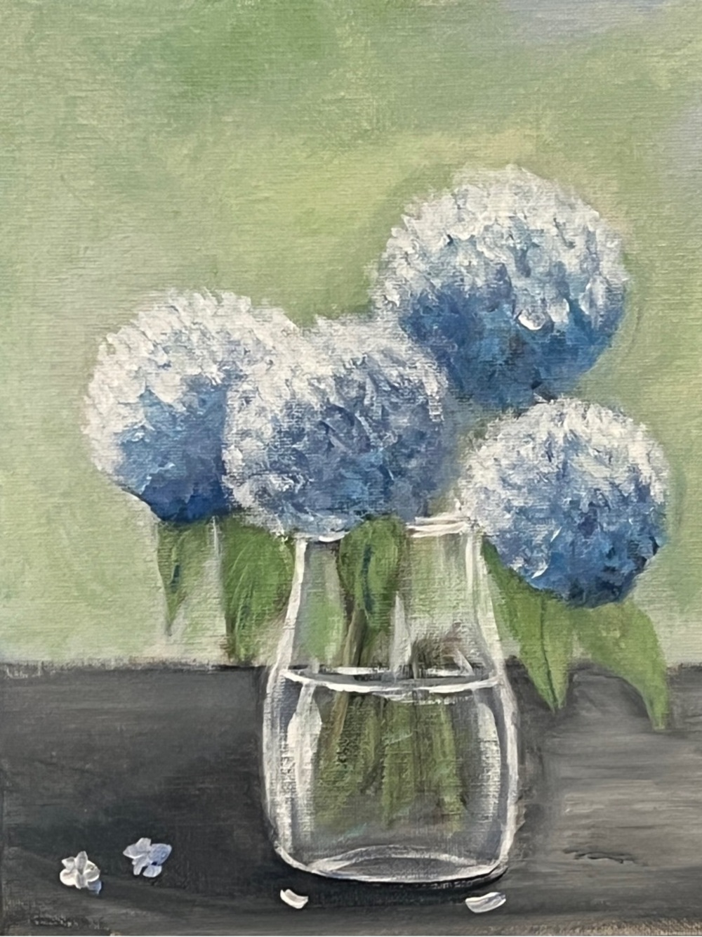 Original hand painted flower floral blue wall
Art